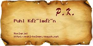 Puhl Kálmán névjegykártya
